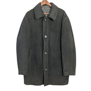 Lauren Ralph Lauren Men Blk Wool Cashmere Coat Lg 42 Quilted Button Zip overcoat